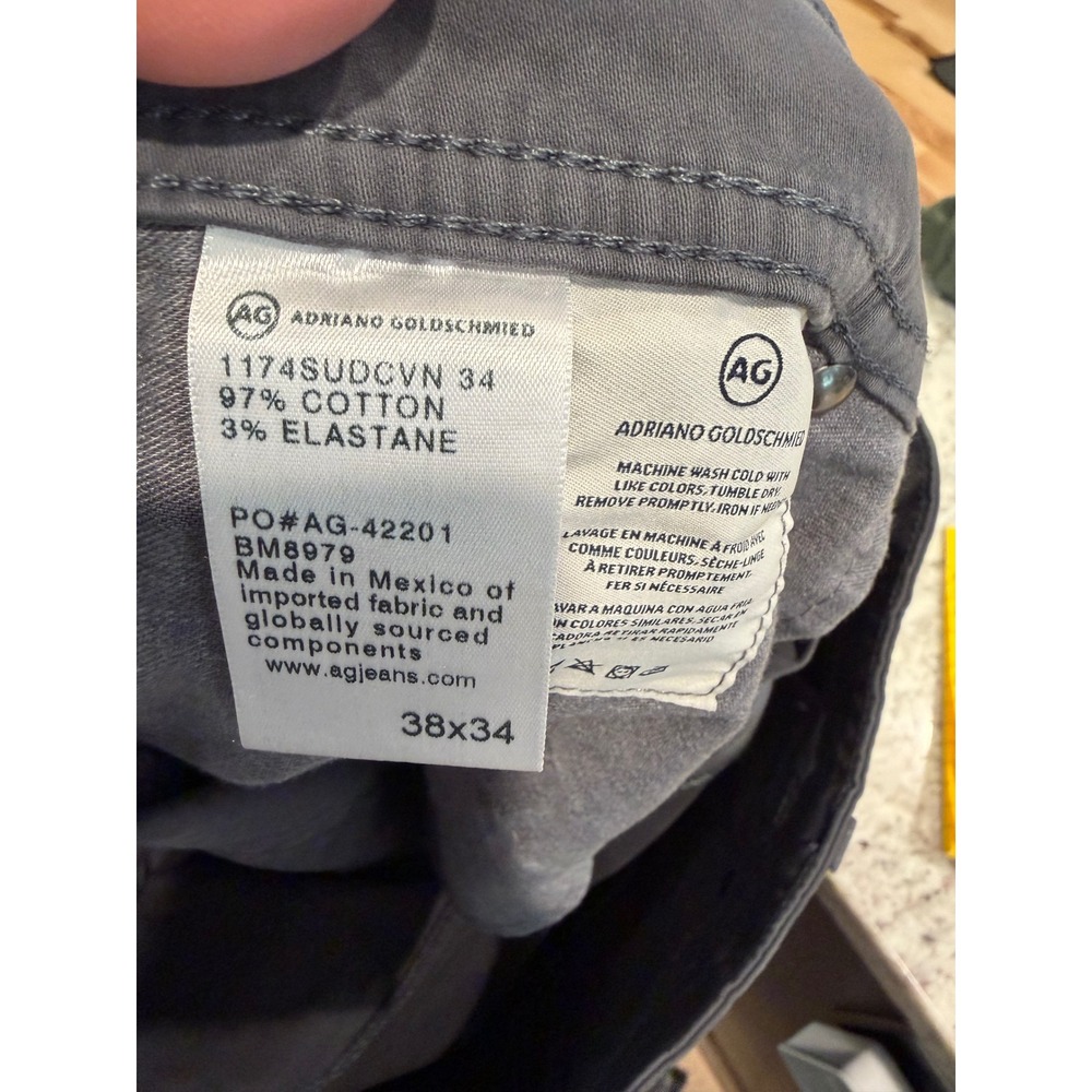 AG Adriano Goldschmied Mens The Graduate Tailored Leg Pants Grey 38x32 Chinos - Picture 6 of 6